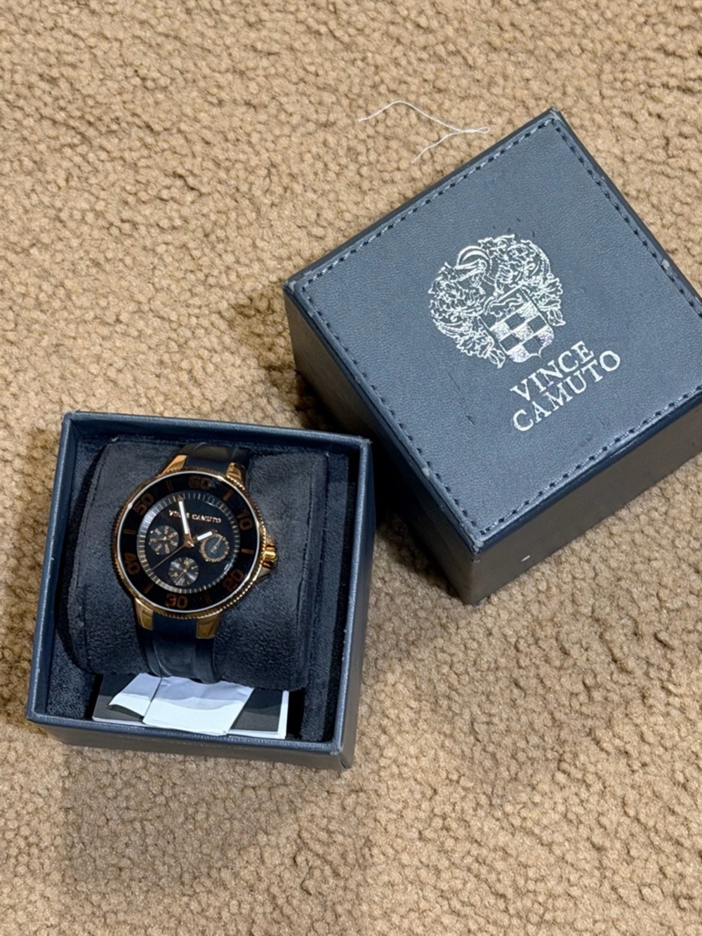 Vince Camuto Black and Gold Chronograph Watch